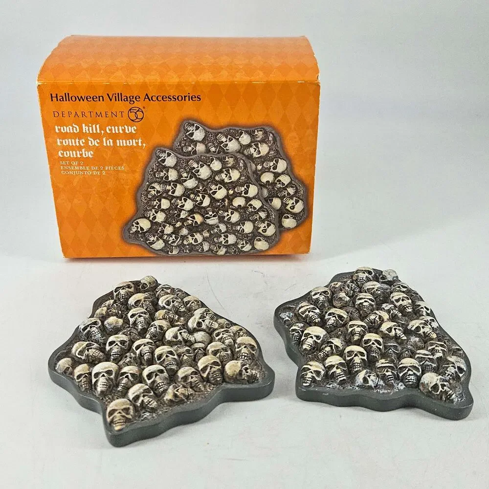 Department 56 Halloween Village Accessories Road Kill Curve decor 2 in the box